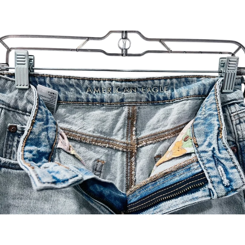 American Eagle Groovy Floral Pocket Denim Jean Shorts Size 00 Distressed Casual